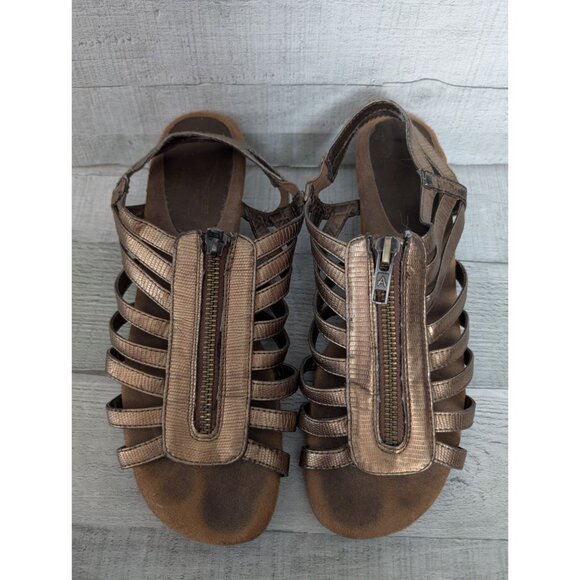 American Eagle Bronze Gladiator Sandals Wedge Heel Cork Sole US Size 7 - Picture 2 of 6